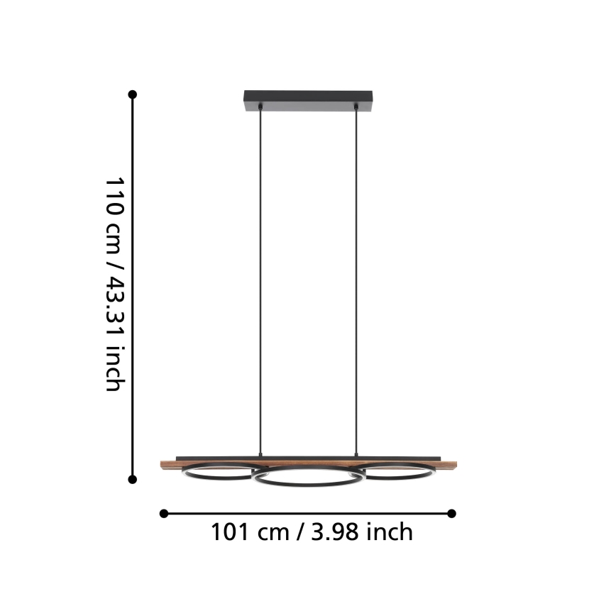 Eglo - LED ljusreglerad ljuskrona på textilsladd LED/40,5W/230V