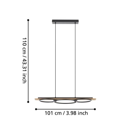 Eglo - LED ljusreglerad ljuskrona på textilsladd LED/40,5W/230V
