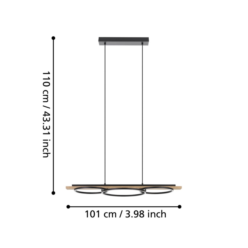 Eglo - LED ljusreglerad ljuskrona på textilsladd LED/40,5W/230V