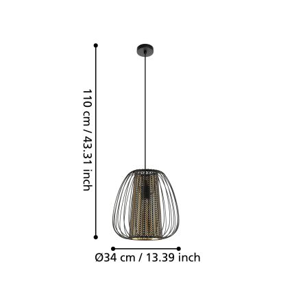 Eglo - Ljusskrona med upphängningsrem  1xE27/40W/230V