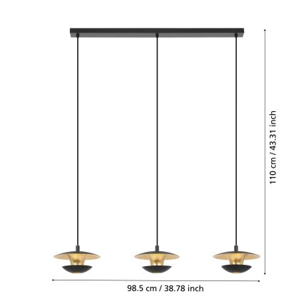 Eglo - LED Ljuskrona med upphängningsrem  3xGU10/4,5W/230V