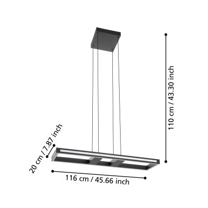 Eglo - LED ljusreglerad ljuskrona på textilsladd LED/21W/230V 2700-6500K