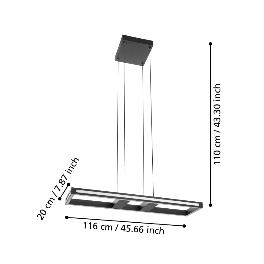 Eglo - LED ljusreglerad ljuskrona på textilsladd LED/21W/230V 2700-6500K