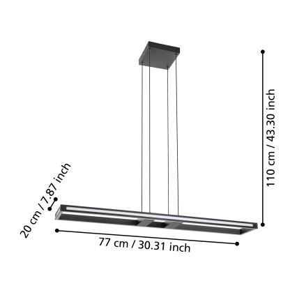 Eglo - LED ljusreglerad ljuskrona på textilsladd LED/33W/230V 2700-6500K