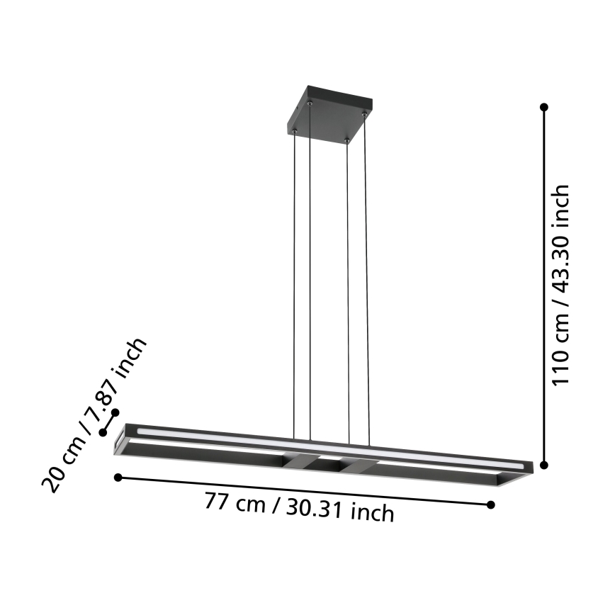 Eglo - LED ljusreglerad ljuskrona på textilsladd LED/33W/230V 2700-6500K