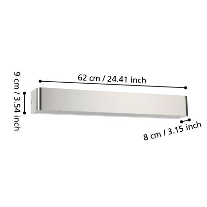 Eglo - LED Vägglampa för badrum LED/26,5W/230V 3000K IP44 matt krom