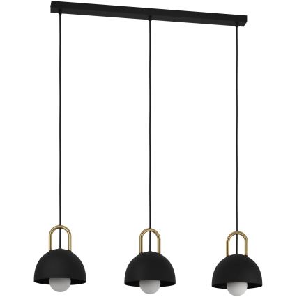 Eglo - Ljusskrona med upphängningsrem  3xE27/40W/230V svart