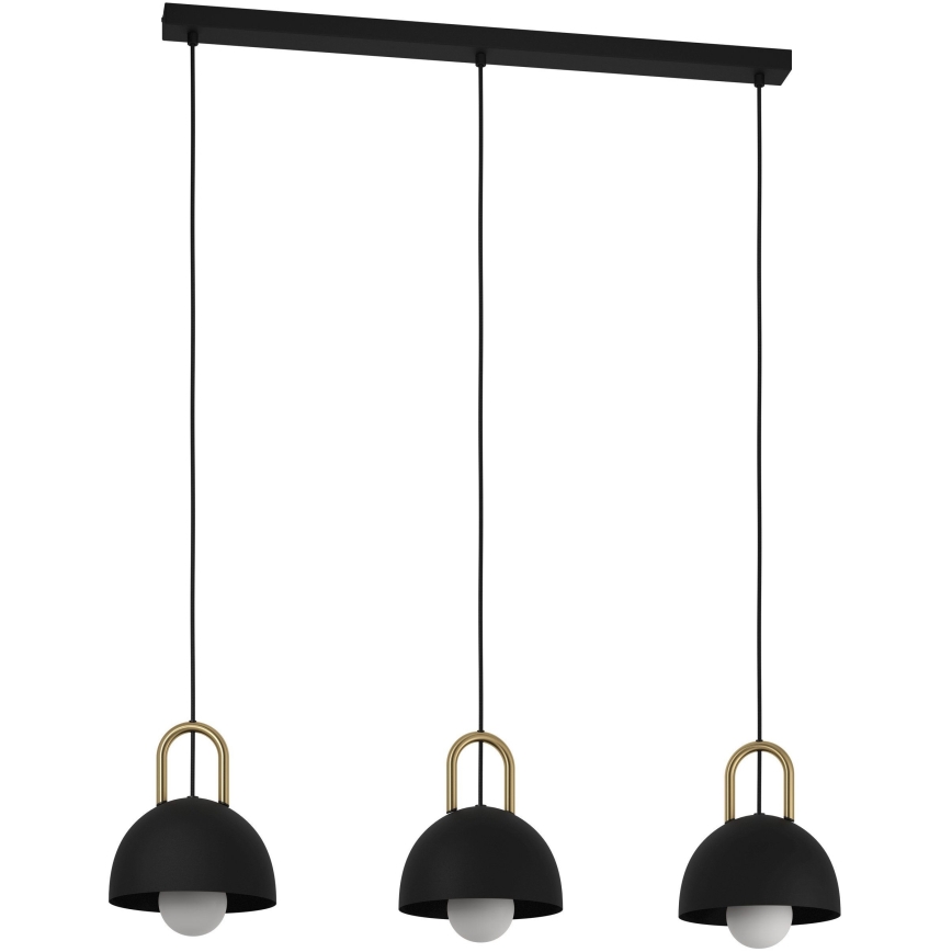 Eglo - Ljusskrona med upphängningsrem  3xE27/40W/230V svart