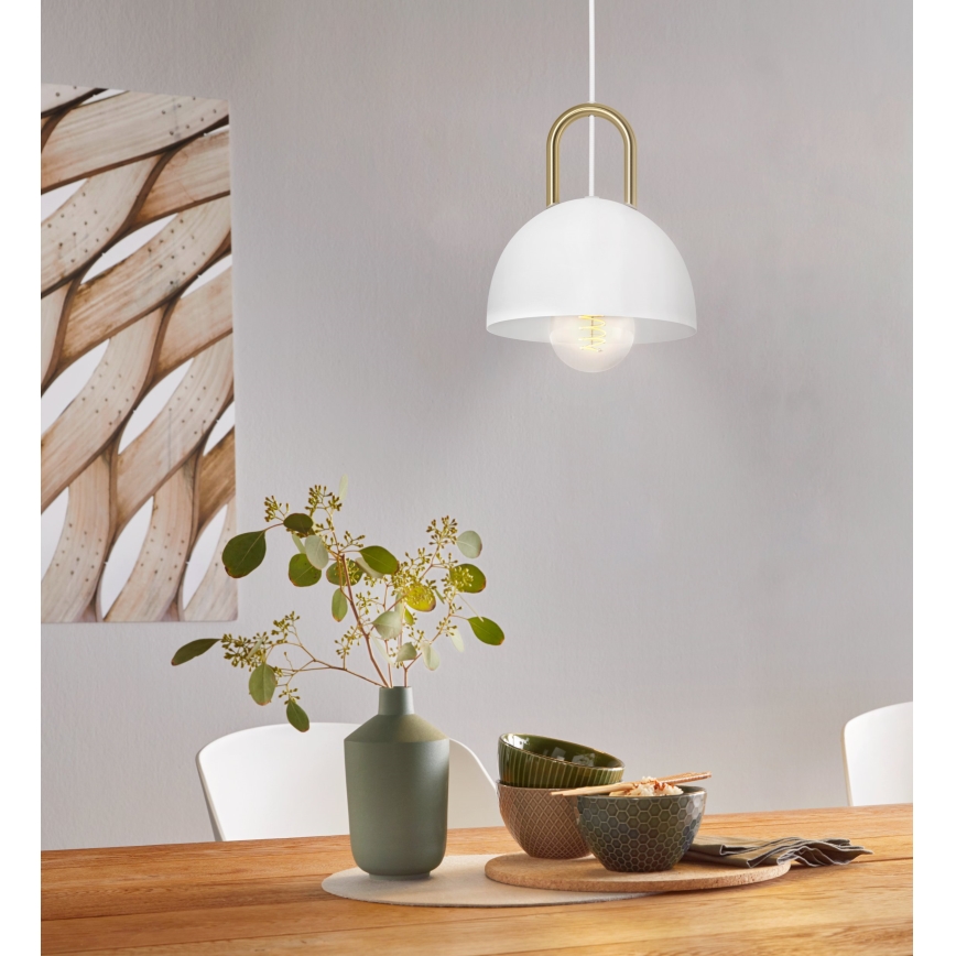 Eglo - Ljusskrona med upphängningsrem  1xE27/40W/230V vit 