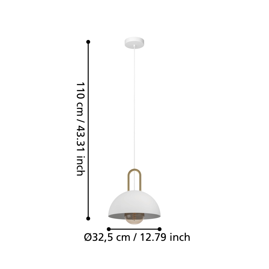 Eglo - Ljusskrona med upphängningsrem  1xE27/40W/230V vit 