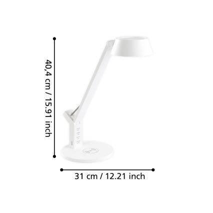 Eglo - LED ljusreglerad touch bordslampa  med trådlös laddning  LED/4,8W/230V vit 