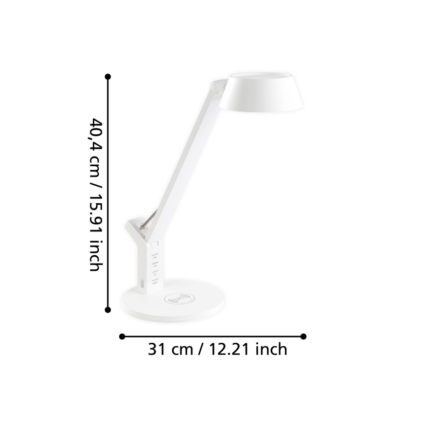Eglo - LED ljusreglerad touch bordslampa  med trådlös laddning  LED/4,8W/230V vit 