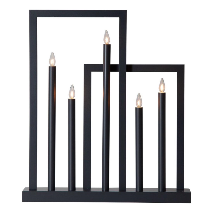 Eglo - Adventsljusstake FRAME 5xE10/3W/230V svart