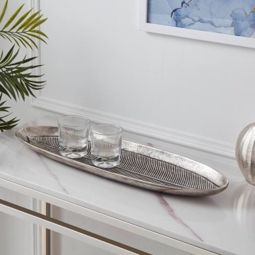 Eglo - Dekorativt bricka 16,5x54 cm silver