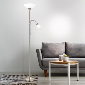 EGLO - Golvlampa 1xE27/60W + 1xE14/25W matt krom