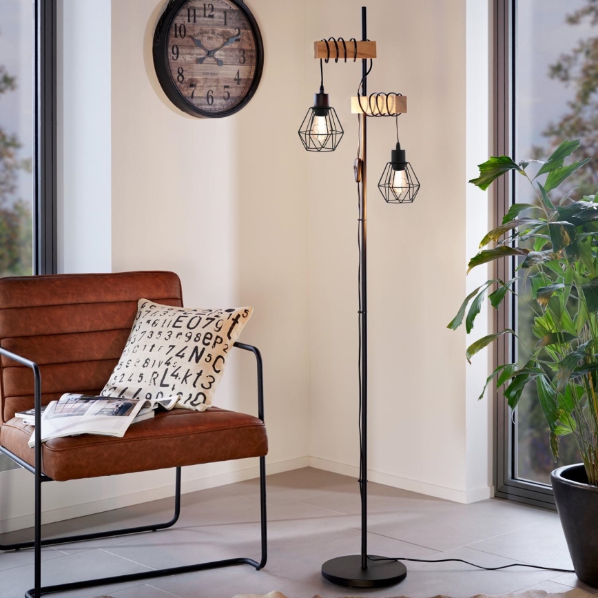 Eglo - Golvlampa TOWNSHEND 2xE27/60W/230V