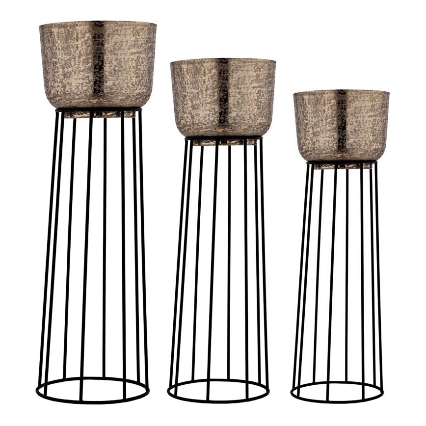 Eglo - KIT 3x Blomkruka av metall svart/guld