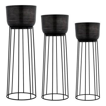 Eglo - KIT 3x Blomkruka av metall svart
