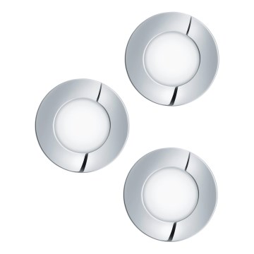 Eglo - KIT 3x Infälld LED badrumsbelysning FUEVA 1xLED/2,8W/230V IP44 skinande krom