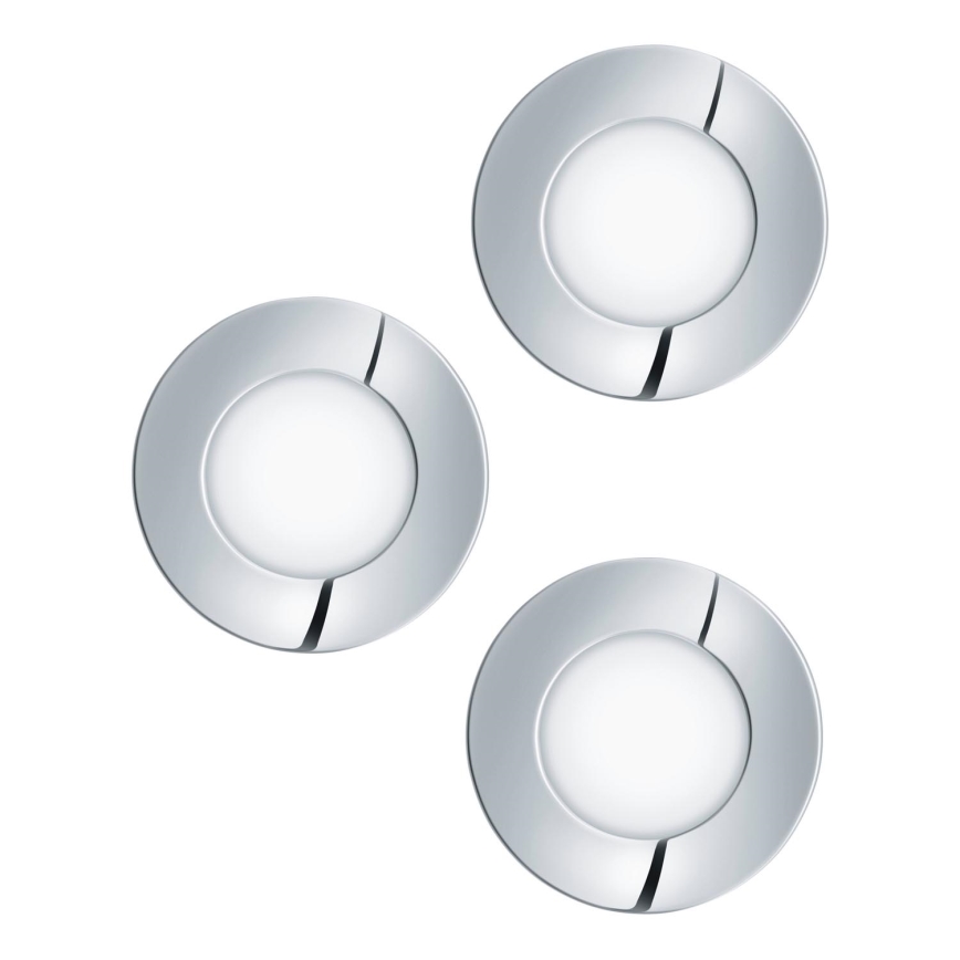 Eglo - KIT 3x Infälld LED badrumsbelysning FUEVA 1xLED/2,8W/230V IP44 skinande krom