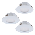 Eglo - KIT 3x Infälld LED badrumsbelysning PINEDA 1xLED/4,9W/230V IP44