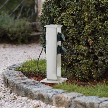 EGLO - Kolumn med eluttag för utomhusbruk grön SCHUKO IP44