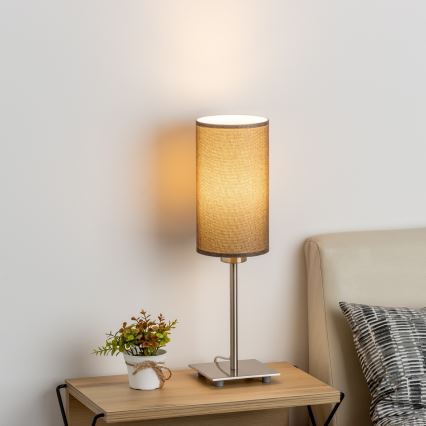Eglo - LED bordslampa TUNJA 1xE27/60W/230V 26,5 cm matt krom/brun