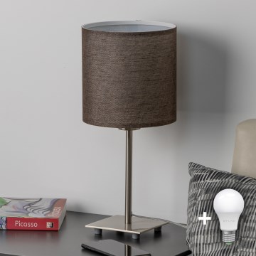 Eglo - LED bordslampa TUNJA 1xE27/60W/230V 26,5 cm matt krom/brun