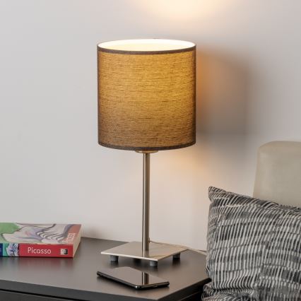 Eglo - LED bordslampa TUNJA 1xE27/60W/230V 26,5 cm matt krom/brun