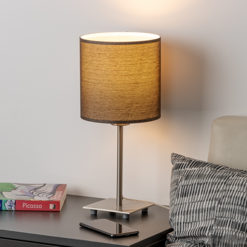 Eglo - LED bordslampa TUNJA 1xE27/60W/230V 26,5 cm matt krom/brun