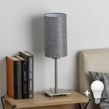 Eglo - LED bordslampa TUNJA 1xE27/60W/230V 26,5 cm matt krom/grå
