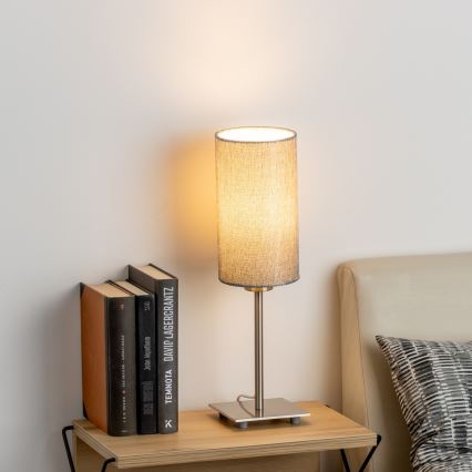 Eglo - LED bordslampa TUNJA 1xE27/60W/230V 26,5 cm matt krom/grå