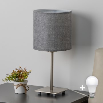Eglo - LED bordslampa TUNJA 1xE27/60W/230V 26,5 cm matt krom/grå