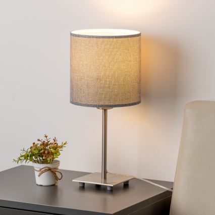 Eglo - LED bordslampa TUNJA 1xE27/60W/230V 26,5 cm matt krom/grå