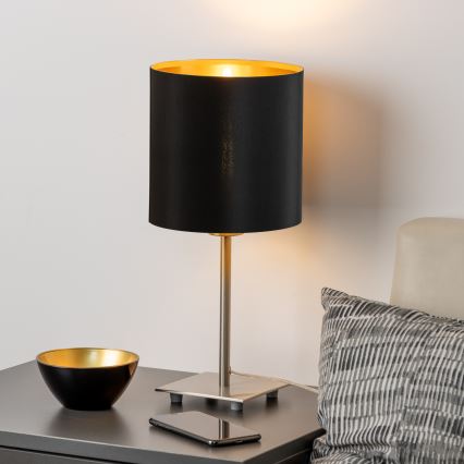 Eglo - LED bordslampa TUNJA 1xE27/60W/230V 26,5 cm matt krom/svart
