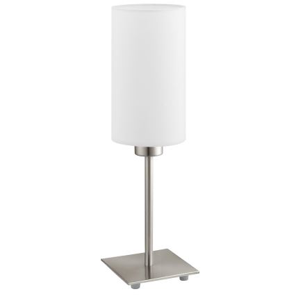 Eglo - LED bordslampa TUNJA 1xE27/60W/230V 26,5 cm matt krom/vit