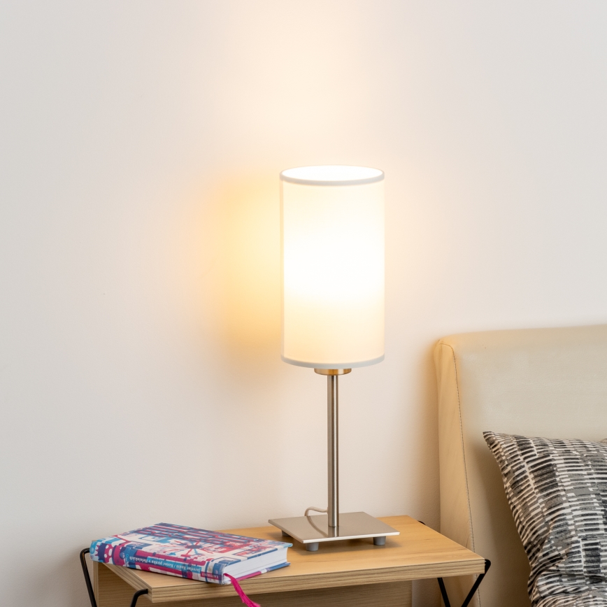 Eglo - LED bordslampa TUNJA 1xE27/60W/230V 26,5 cm matt krom/vit
