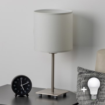 Eglo - LED bordslampa TUNJA 1xE27/60W/230V 26,5 cm matt krom/vit