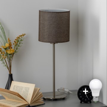 Eglo - LED  Bordslampa TUNJA 1xE27/60W/230V 38,5 cm matt krom/brun