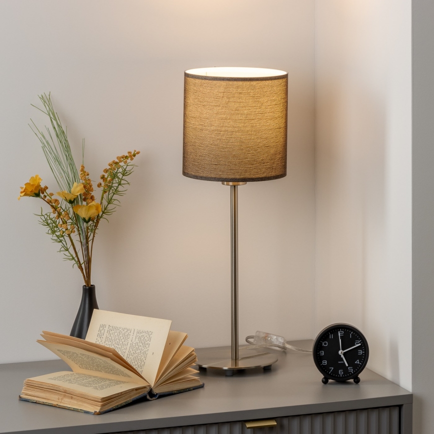 Eglo - LED  Bordslampa TUNJA 1xE27/60W/230V 38,5 cm matt krom/brun