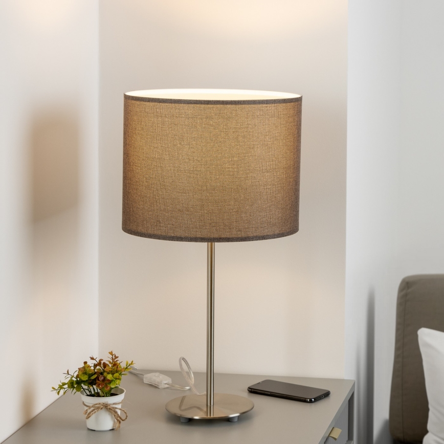Eglo - LED  Bordslampa TUNJA 1xE27/60W/230V 38,5 cm matt krom/brun