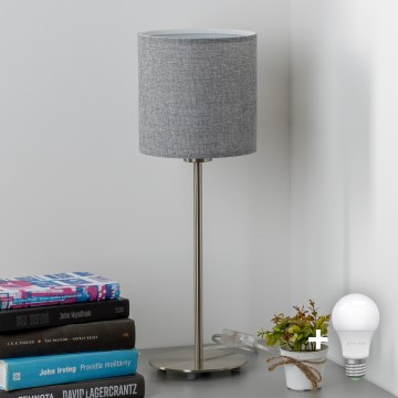 Eglo - LED bordslampa TUNJA 1xE27/60W/230V 38,5 cm matt krom/grå