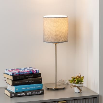 Eglo - LED bordslampa TUNJA 1xE27/60W/230V 38,5 cm matt krom/grå