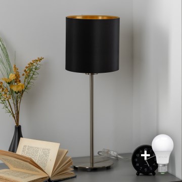 Eglo - LED bordslampa TUNJA 1xE27/60W/230V 38,5 cm matt krom/svart
