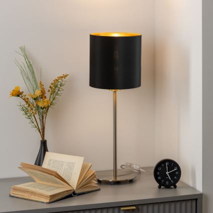 Eglo - LED bordslampa TUNJA 1xE27/60W/230V 38,5 cm matt krom/svart