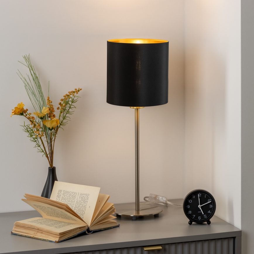 Eglo - LED bordslampa TUNJA 1xE27/60W/230V 38,5 cm matt krom/svart