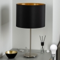 Eglo - LED  Bordslampa TUNJA 1xE27/60W/230V 38,5 cm matt krom/svart