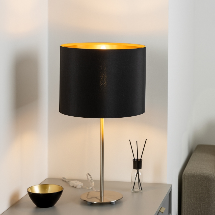 Eglo - LED  Bordslampa TUNJA 1xE27/60W/230V 38,5 cm matt krom/svart