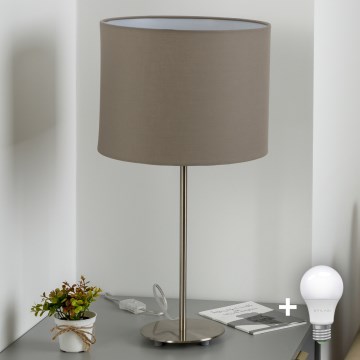 Eglo - LED  Bordslampa TUNJA 1xE27/60W/230V 38,5 cm matt krom/taupe