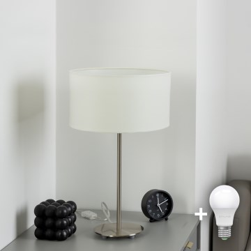 Eglo - LED  Bordslampa TUNJA 1xE27/60W/230V 38,5 cm matt krom/vit